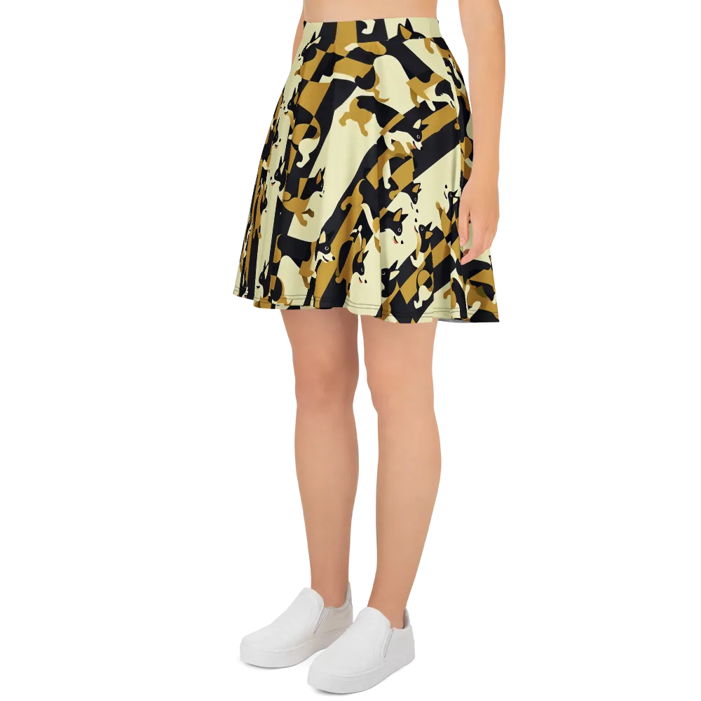 Gilded Hound on Skater Skirt — Left