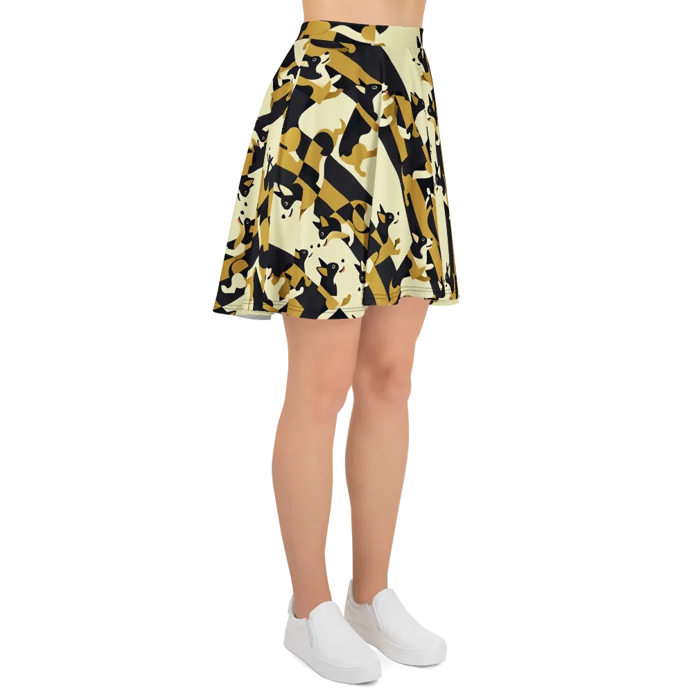 Gilded Hound on Skater Skirt — Right
