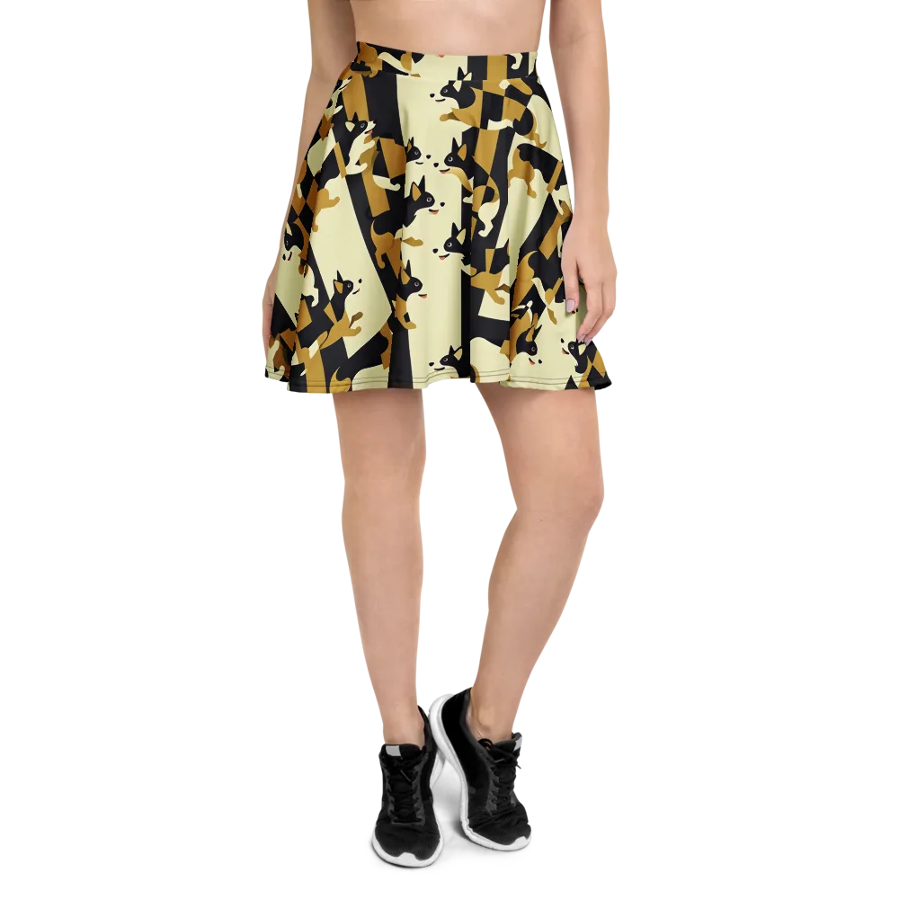 Gilded Hound on Skater Skirt — Front