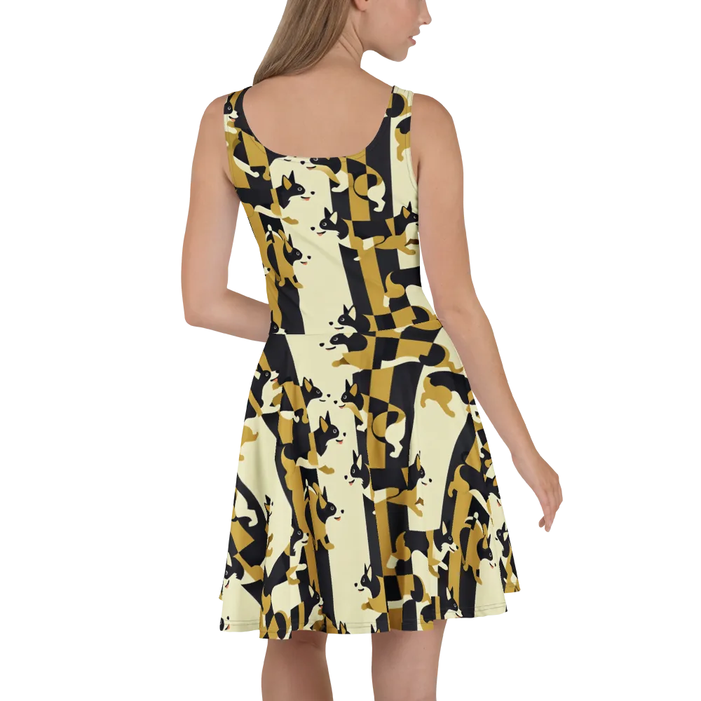 Gilded Hound on Skater Dress — Back