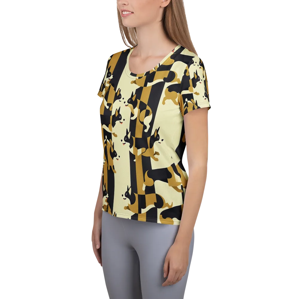Gilded Hound on Women's Athletic T-Shirt — Left