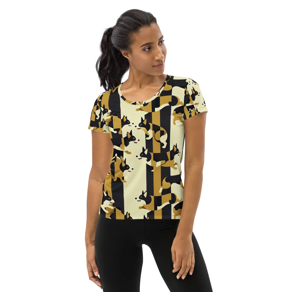 Gilded Hound on Women's Athletic T-Shirt — Front