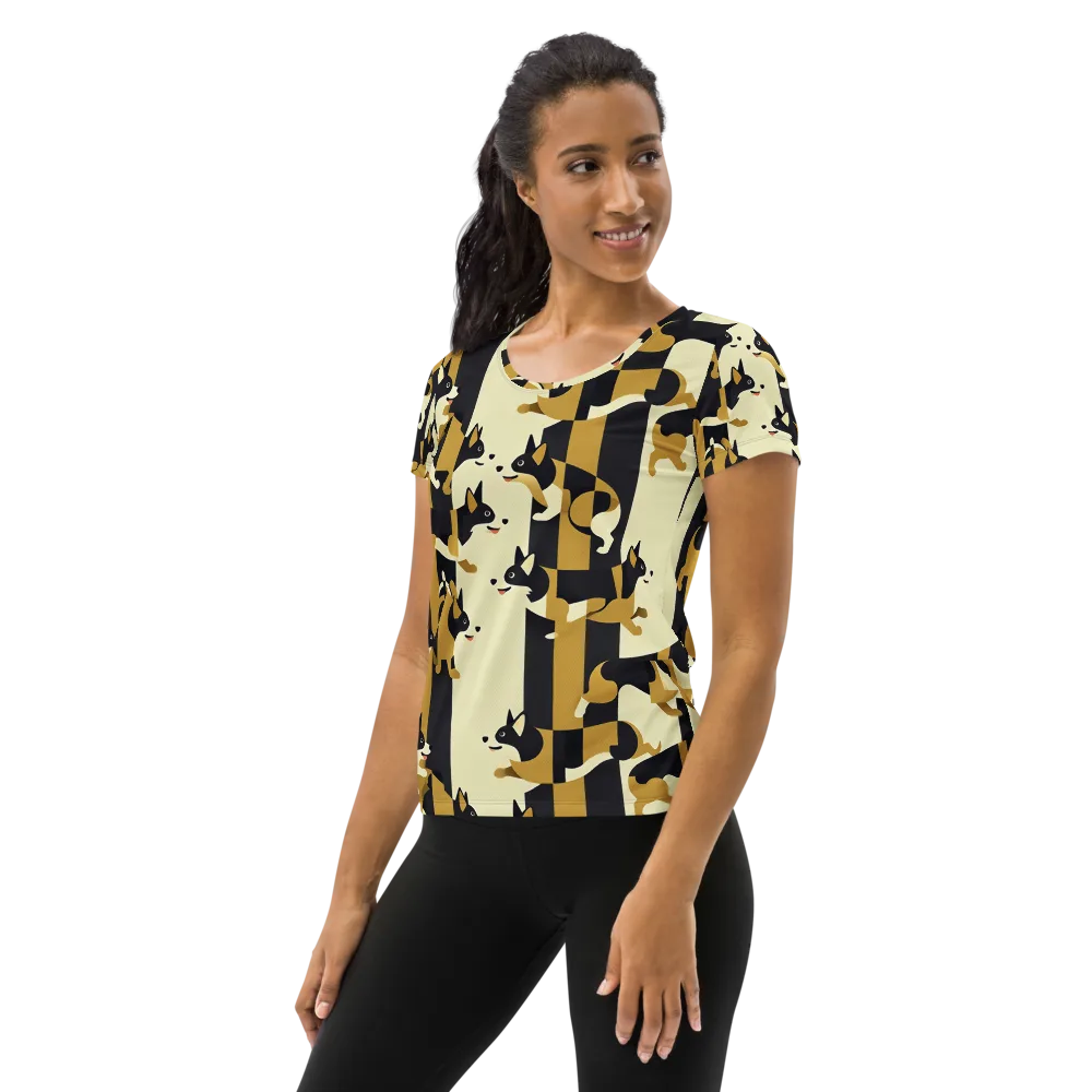 Gilded Hound on Women's Athletic T-Shirt — Left