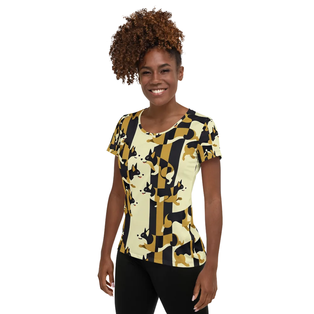 Gilded Hound on Women's Athletic T-Shirt — Left