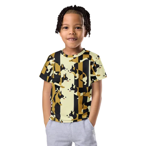 Gilded Hound on a Kids Crew Neck T-Shirt
