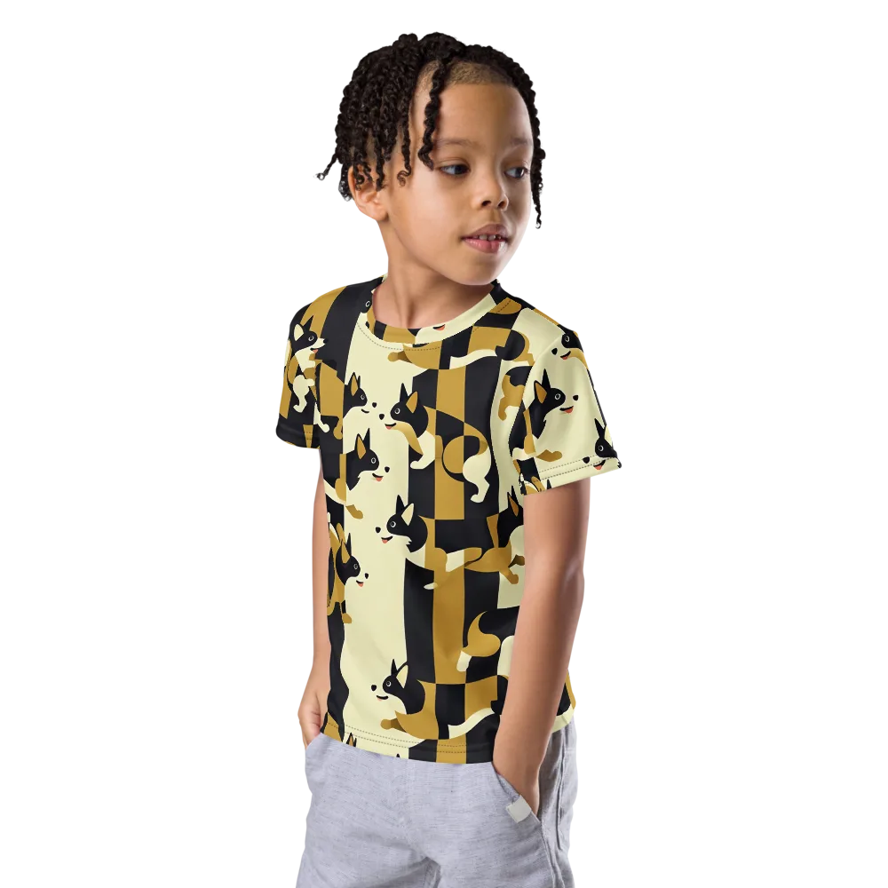 Gilded Hound on Kids Crew Neck T-Shirt — Left Front