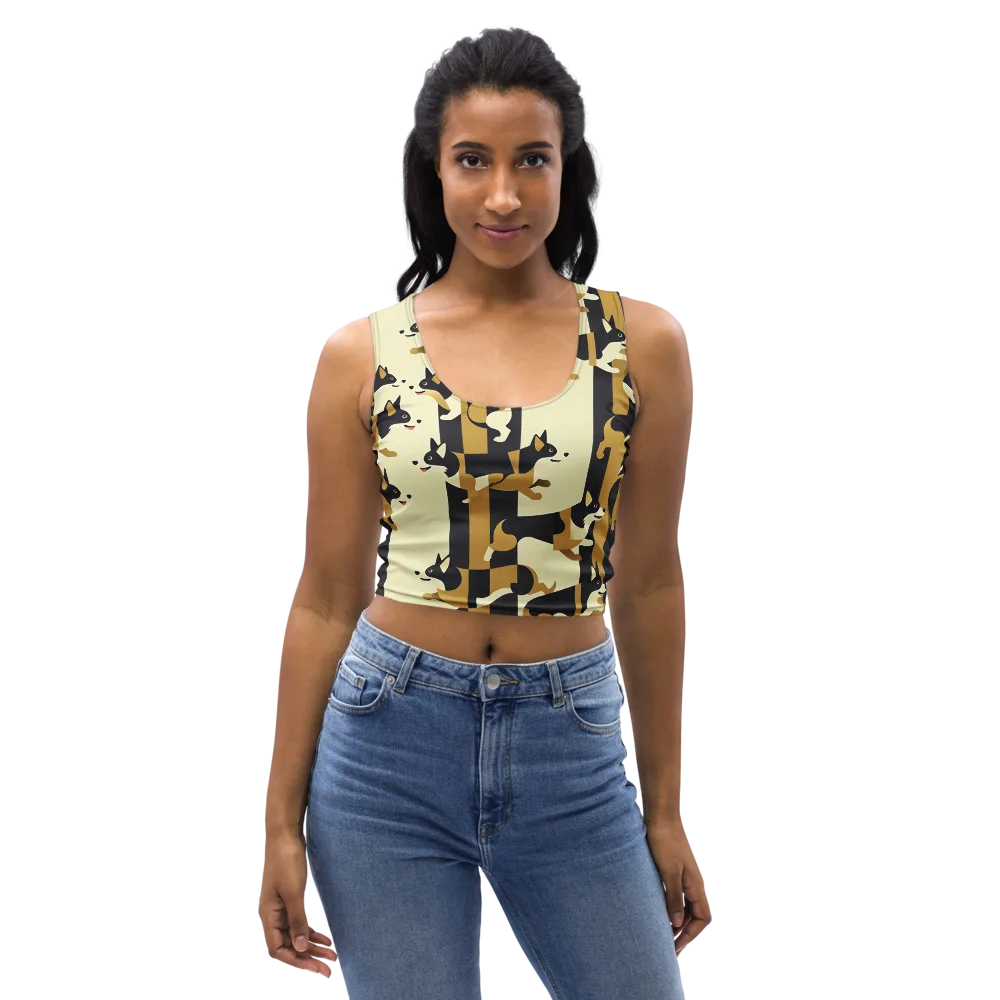 Gilded Hound on Crop Top — Front