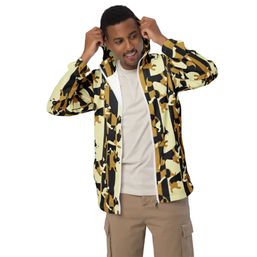 Gilded Hound on a Men's Windbreaker
