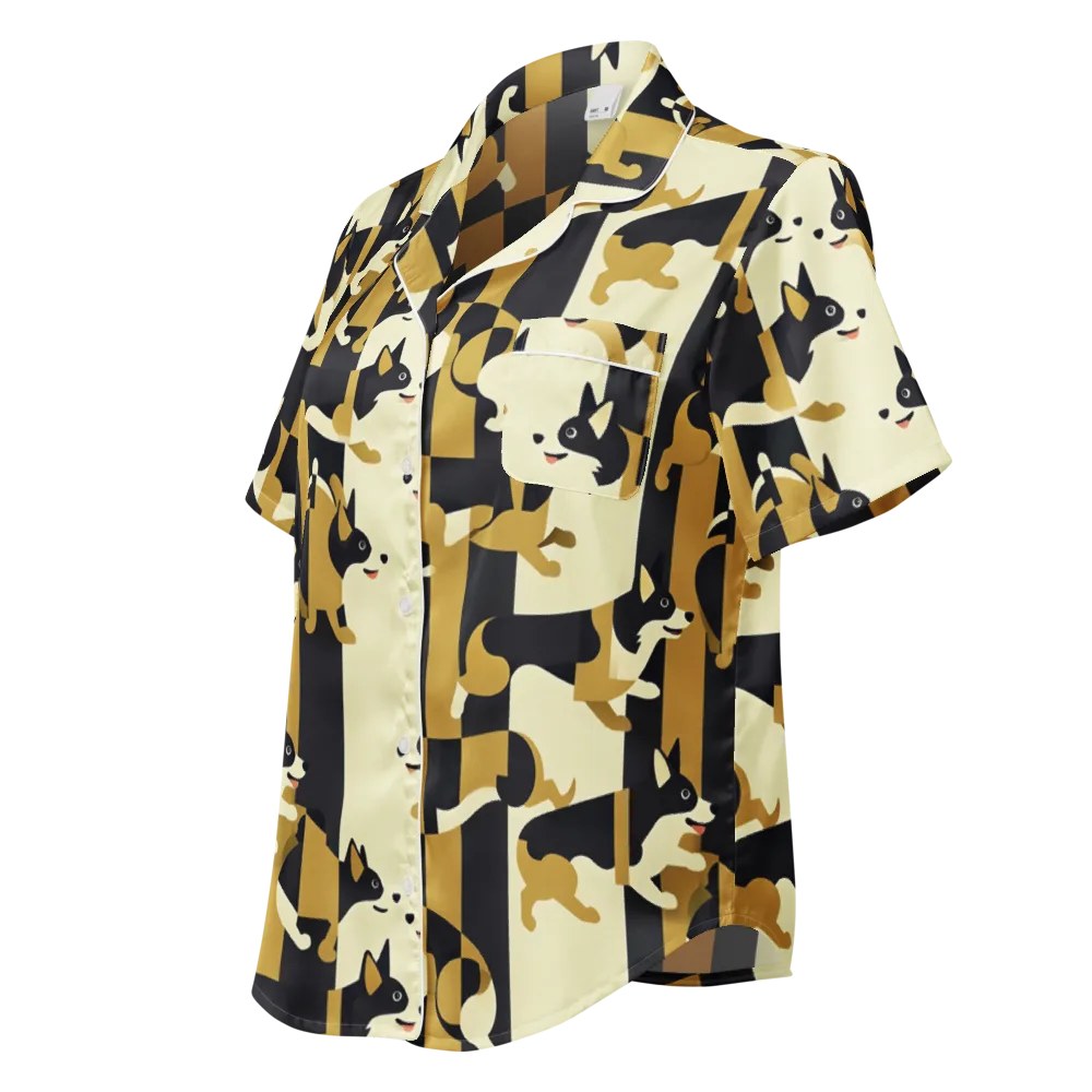 Gilded Hound on Women's Short Sleeve Pajama Top — Left Front