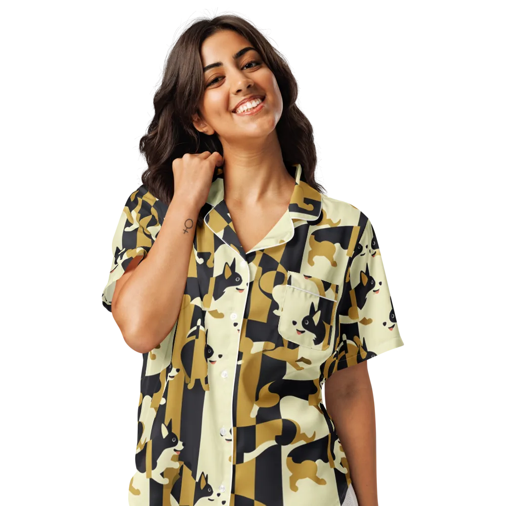 Gilded Hound on Women's Short Sleeve Pajama Top — Front