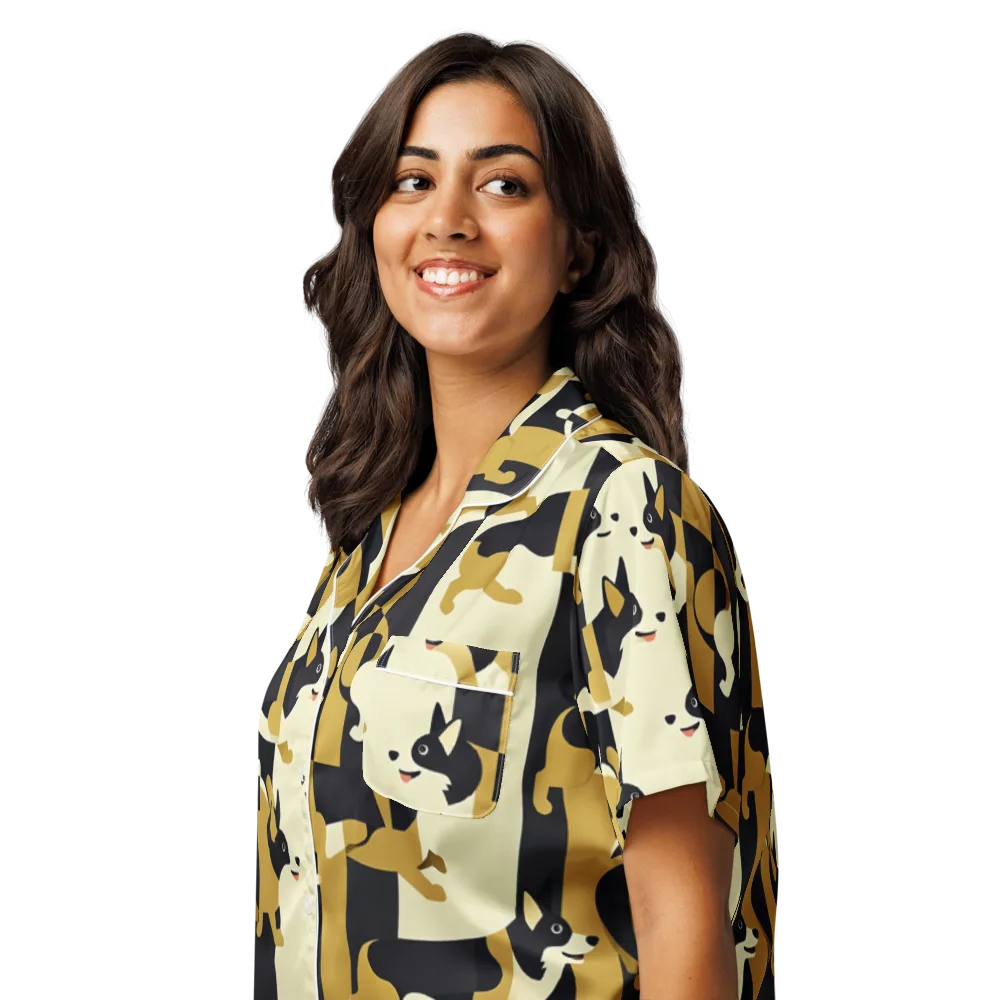 Gilded Hound on Women's Short Sleeve Pajama Top — Left Front