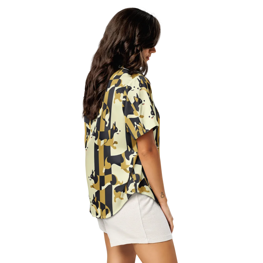 Gilded Hound on Women's Short Sleeve Pajama Top — Right Back