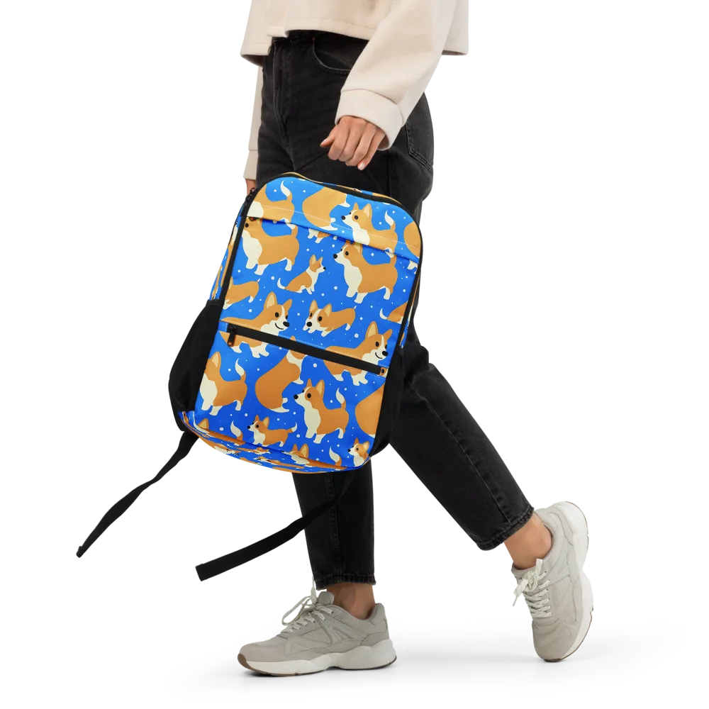 Corgi Snowglobe on Utility Backpack — Front