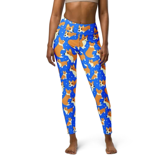 Corgi Snowglobe on a Yoga Leggings