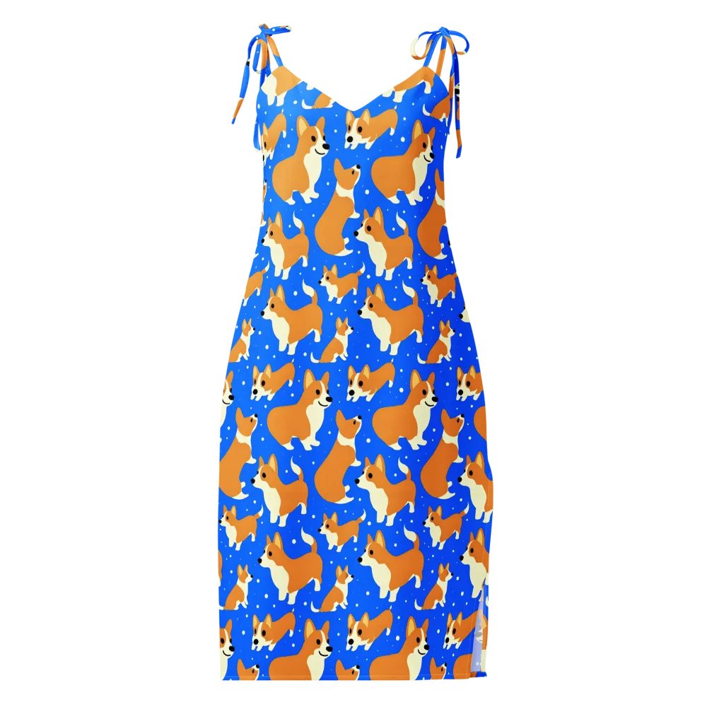 Corgi Snowglobe on Slip Dress — Front