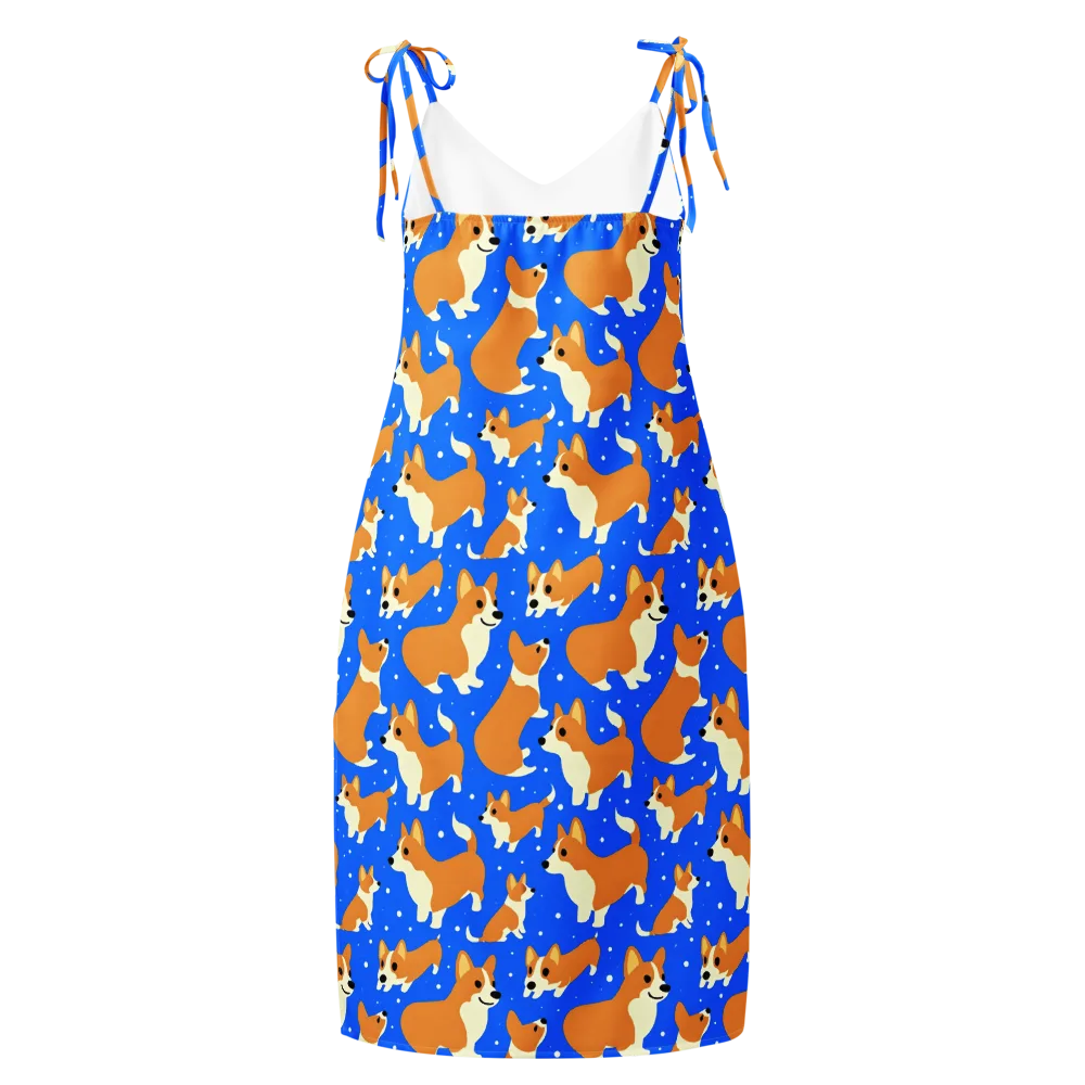 Corgi Snowglobe on Slip Dress — Back