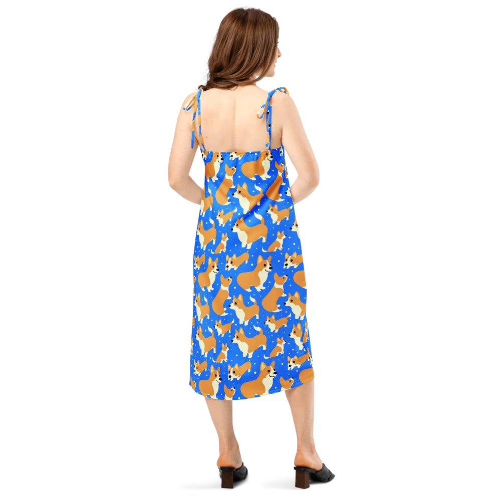 Corgi Snowglobe on Slip Dress — Back