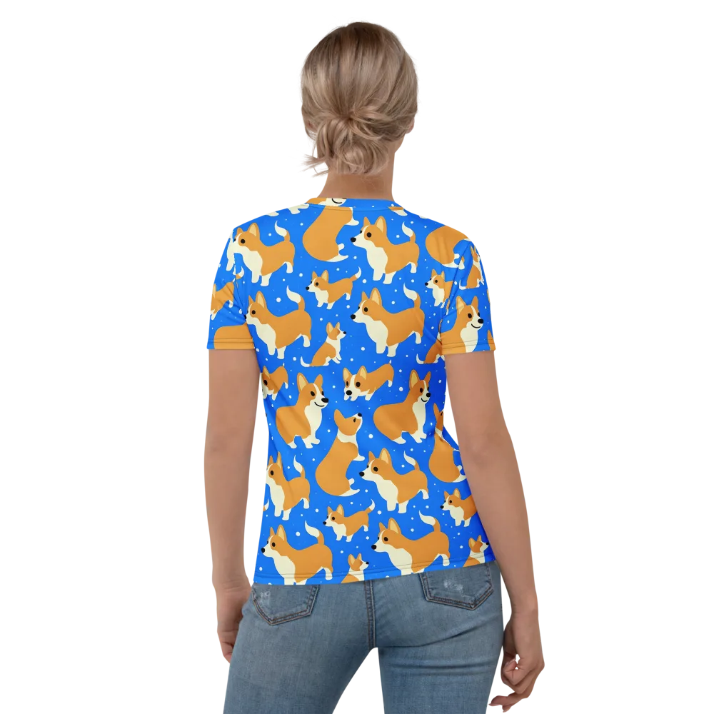 Corgi Snowglobe on Women's Crew Neck T-Shirt — Back