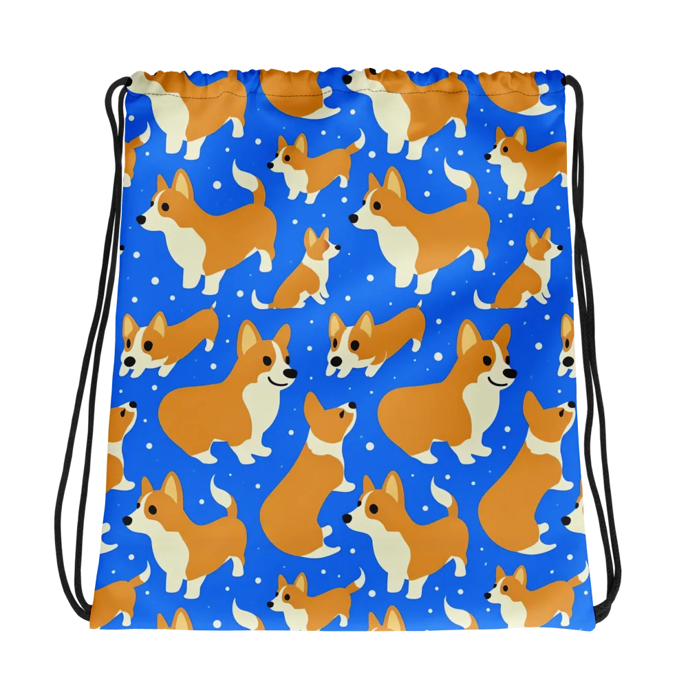 Corgi Snowglobe on Drawstring Bag — Photo