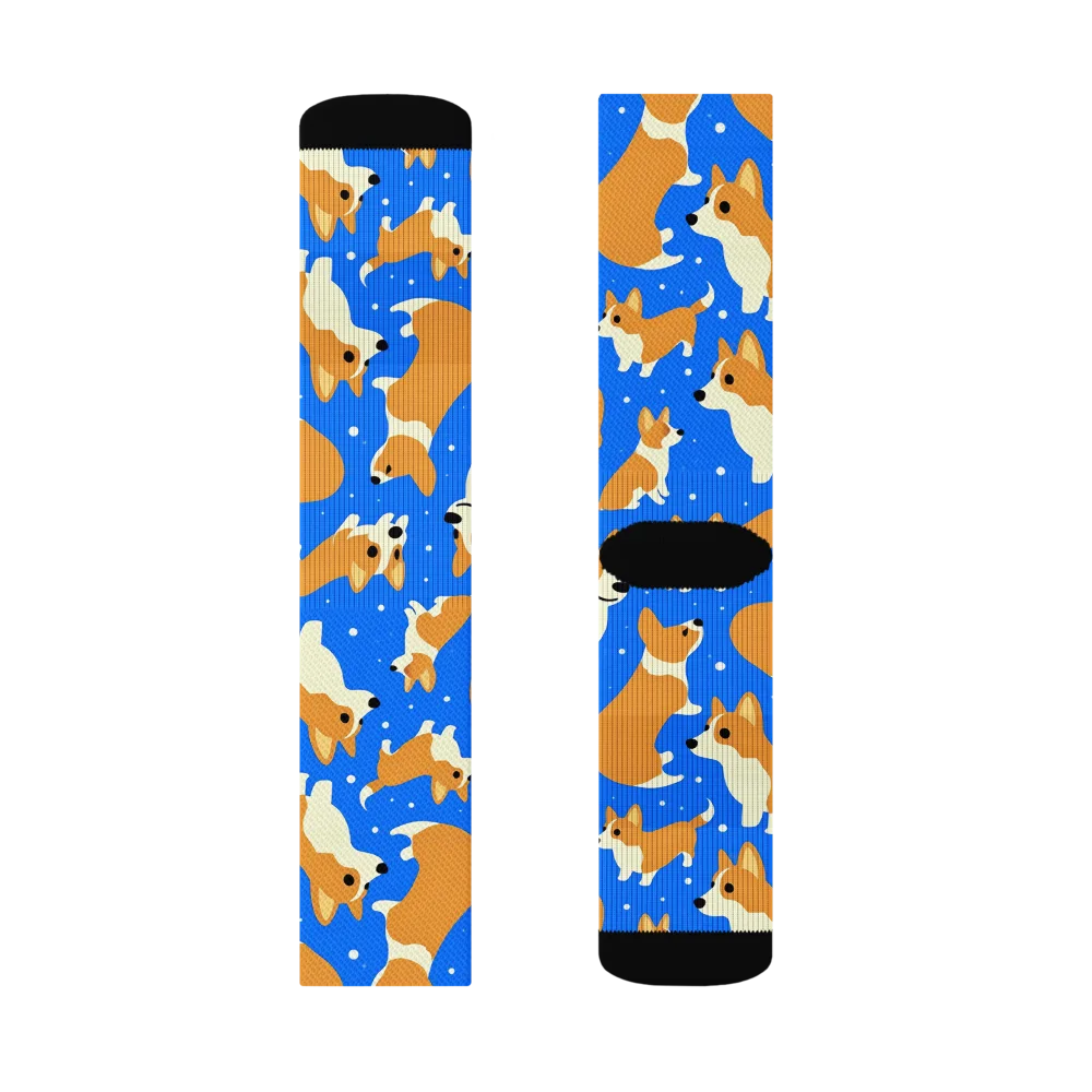 Corgi Snowglobe on Socks — Right Sock