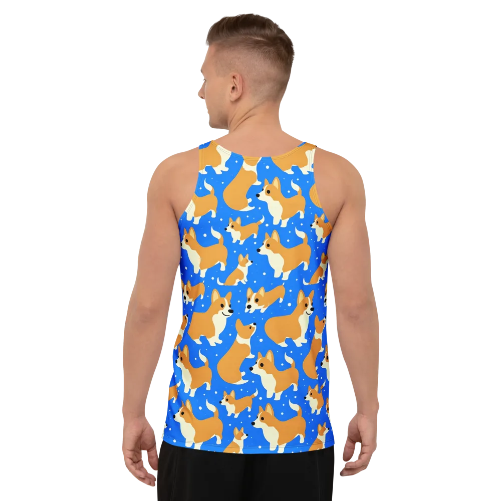 Corgi Snowglobe on Men's Tank Top — Back