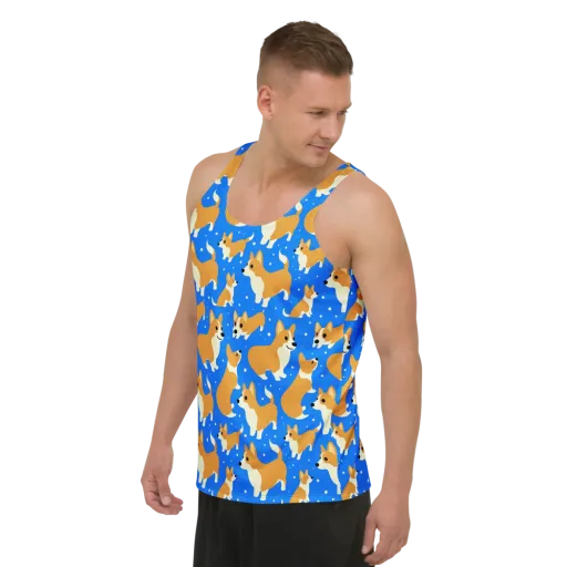 Corgi Snowglobe on a Men's Tank Top
