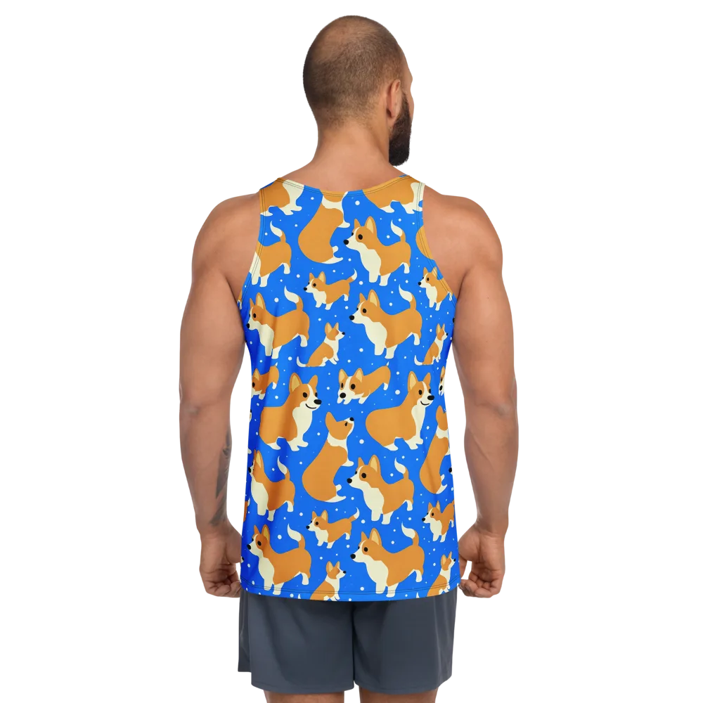 Corgi Snowglobe on Men's Tank Top — Back