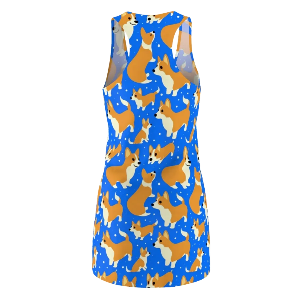 Corgi Snowglobe on Racerback Dress — Back