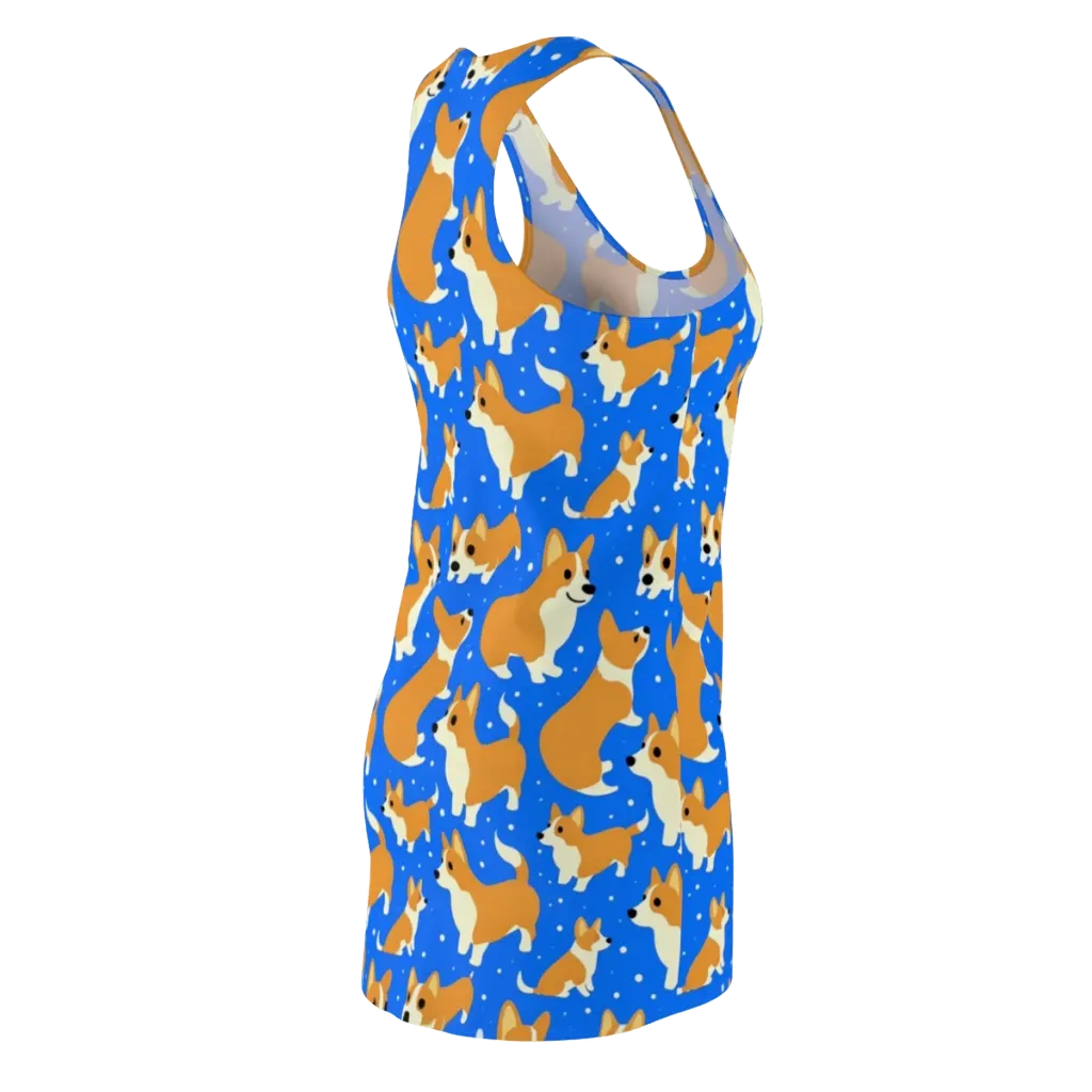 Corgi Snowglobe on Racerback Dress — Back Side