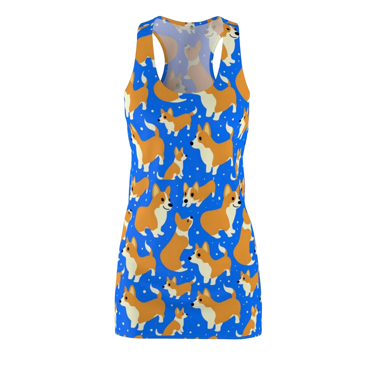 Corgi Snowglobe on Racerback Dress — Front