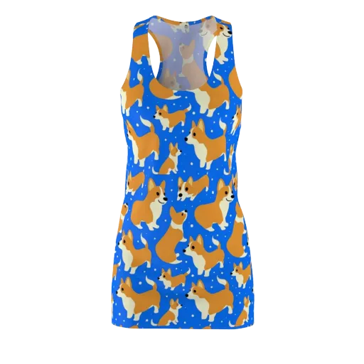 Corgi Snowglobe on a Racerback Dress