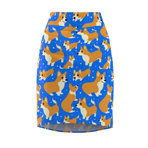 Corgi Snowglobe on a Pencil Skirt