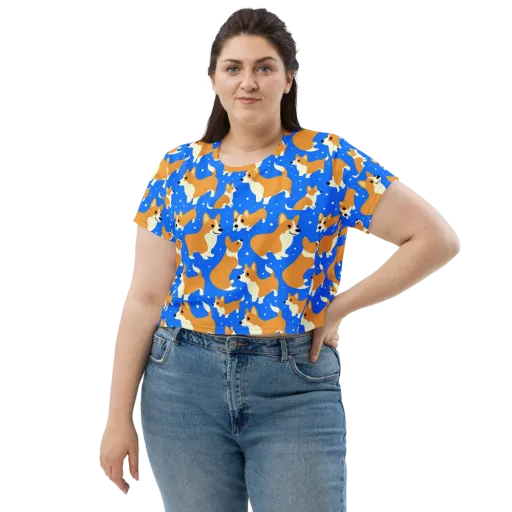 Corgi Snowglobe on a Crop Tee
