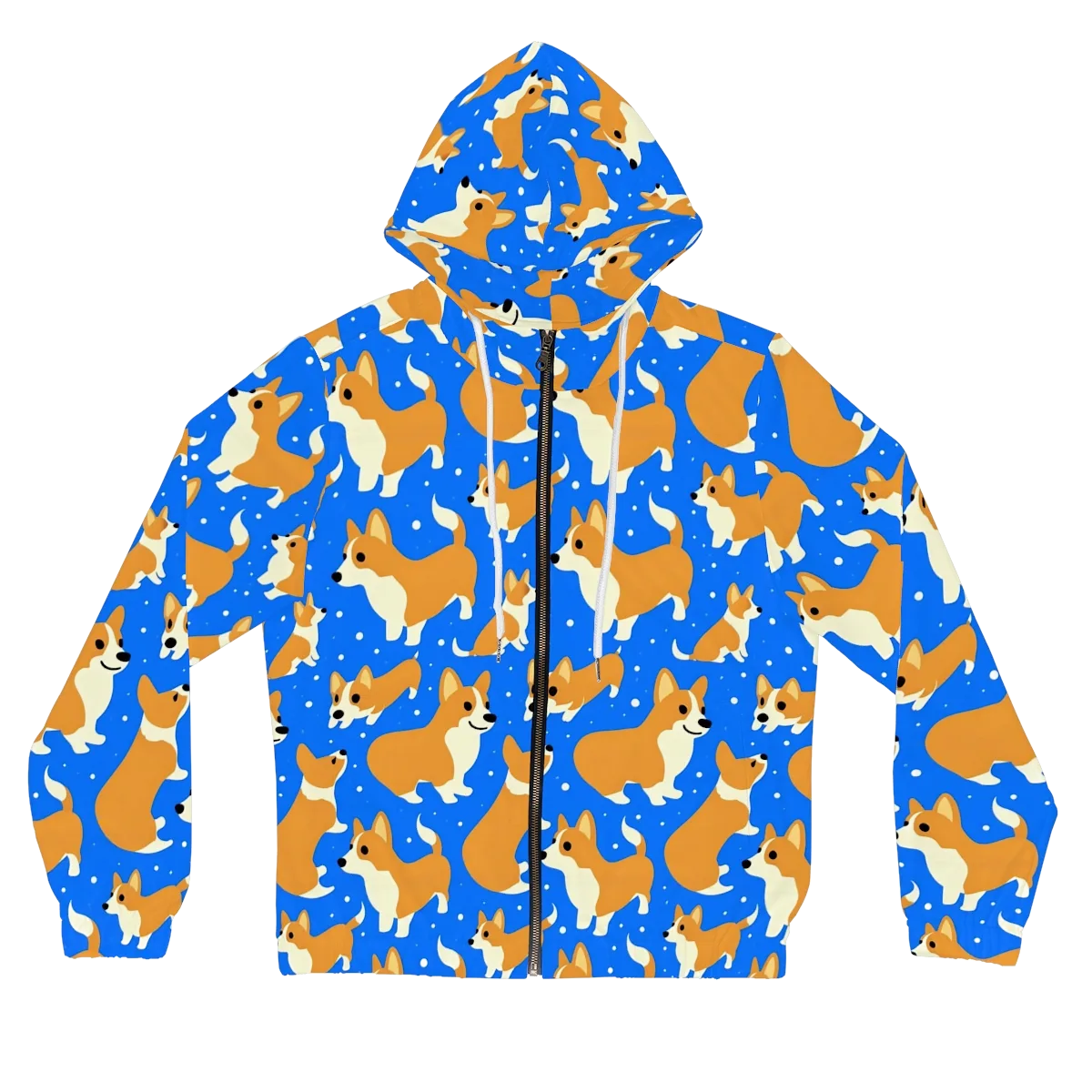 Corgi Snowglobe on Women's Full-Zip Hoodie — Front