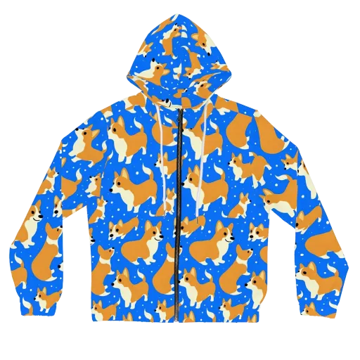 Corgi Snowglobe on a Women's Full-Zip Hoodie