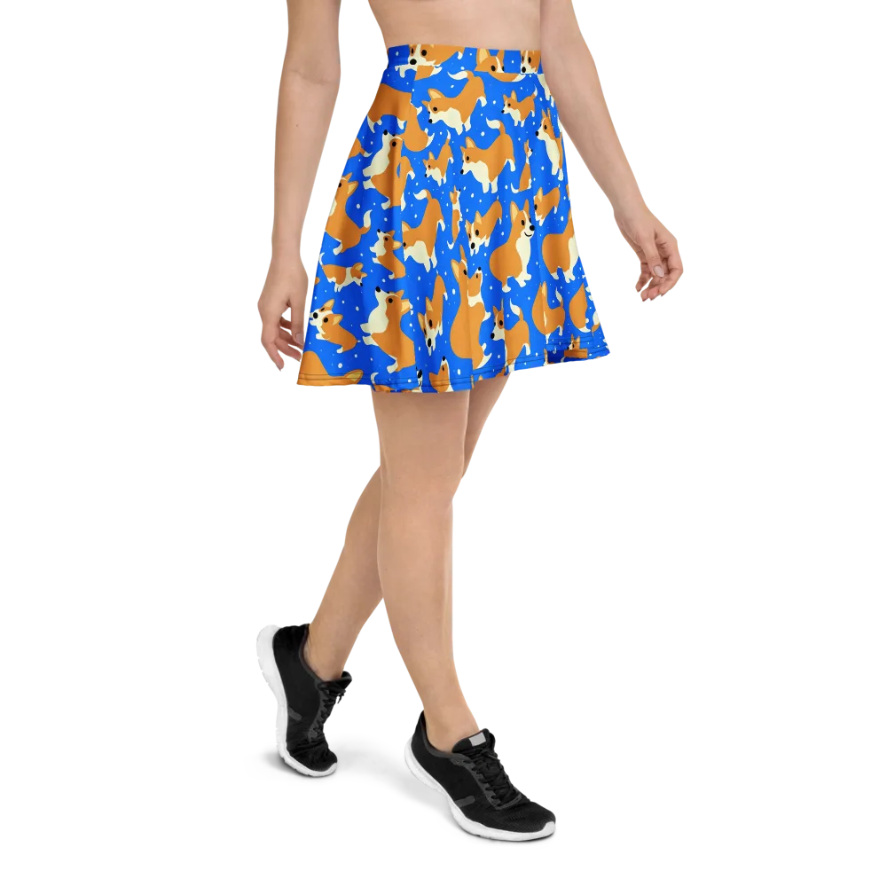 Corgi Snowglobe on Skater Skirt — Right