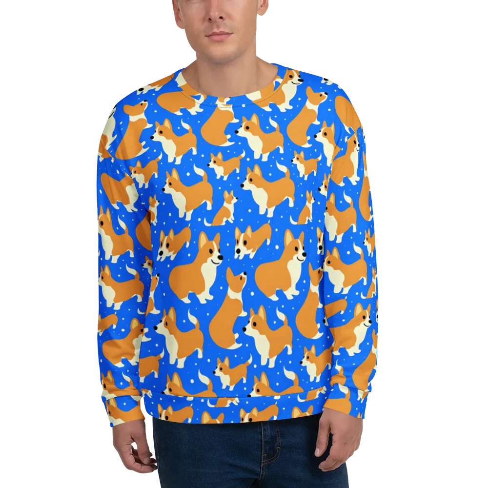 Corgi Snowglobe on Sweatshirt — Front