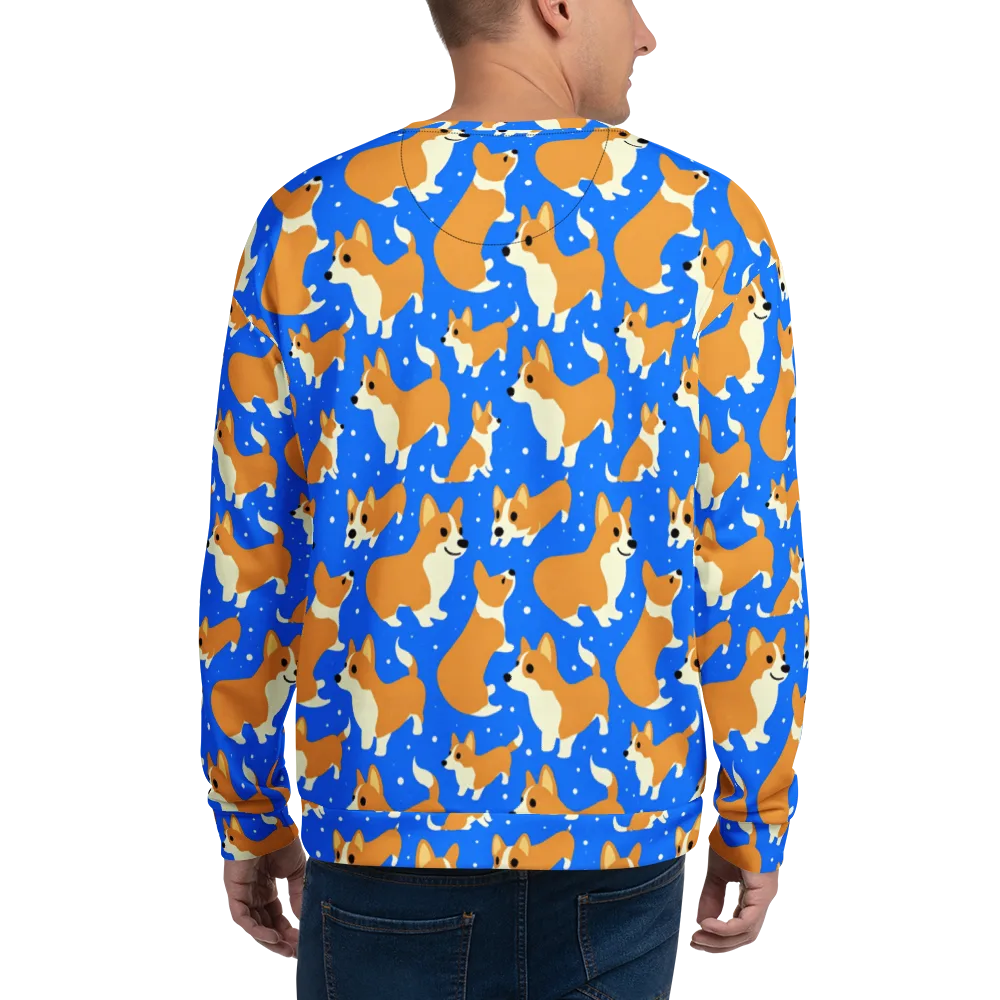Corgi Snowglobe on Sweatshirt — Back