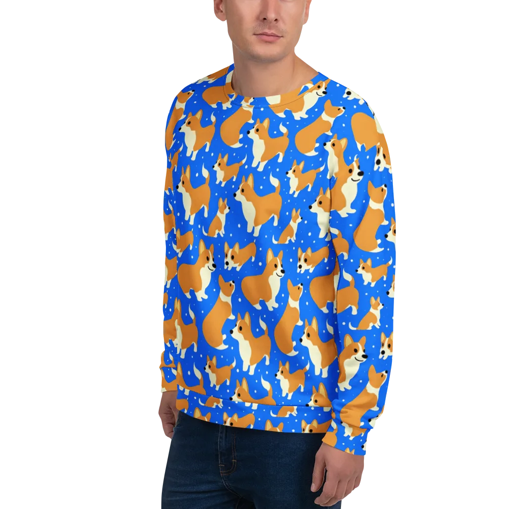 Corgi Snowglobe on Sweatshirt — Left Front
