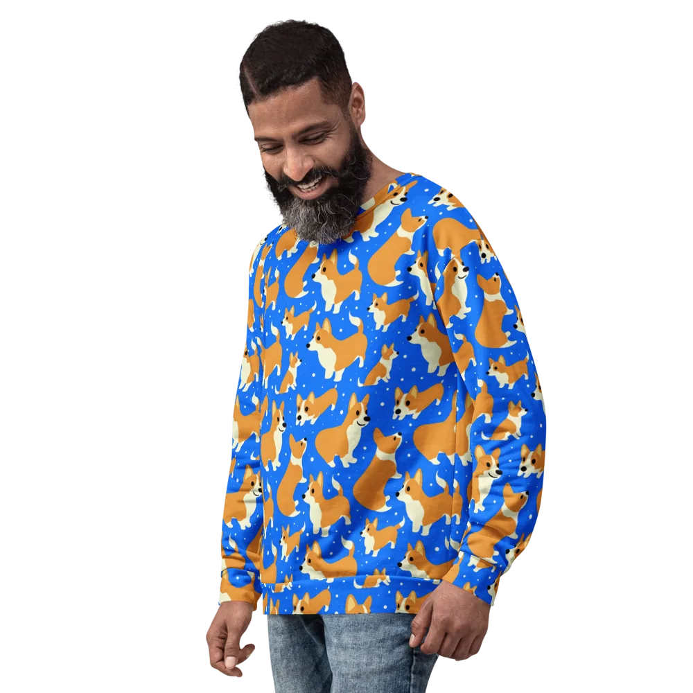 Corgi Snowglobe on Sweatshirt — Left Front