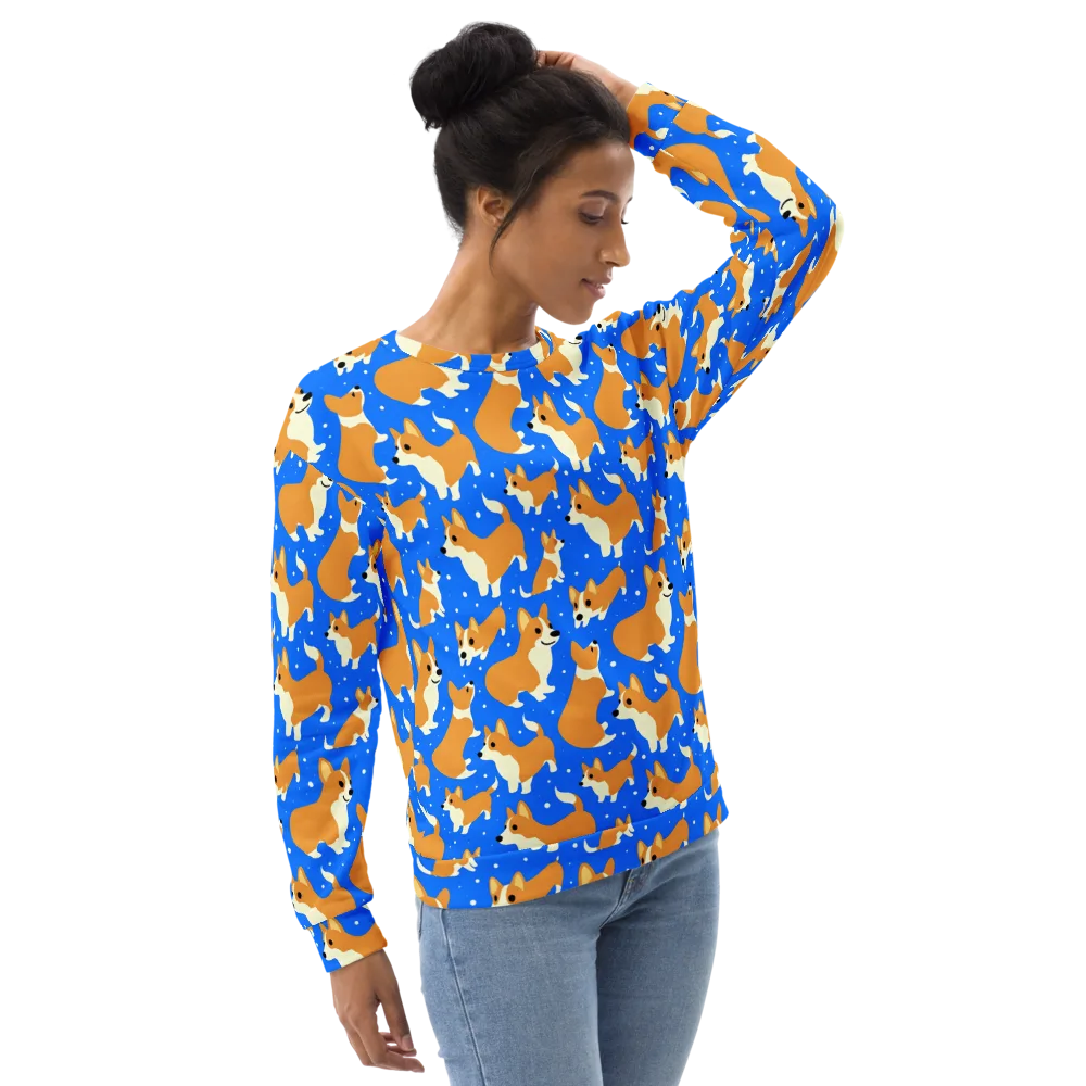 Corgi Snowglobe on Sweatshirt — Right Front