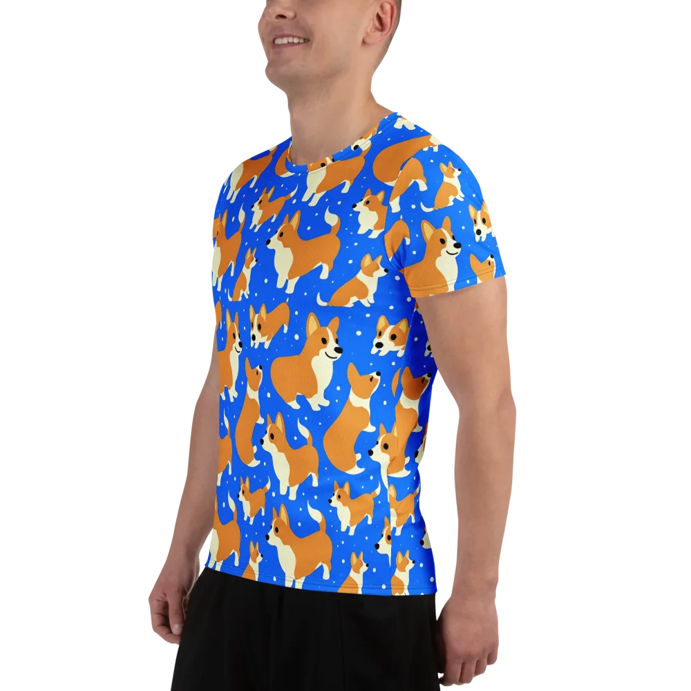 Corgi Snowglobe on Men's Athletic T-Shirt — Left