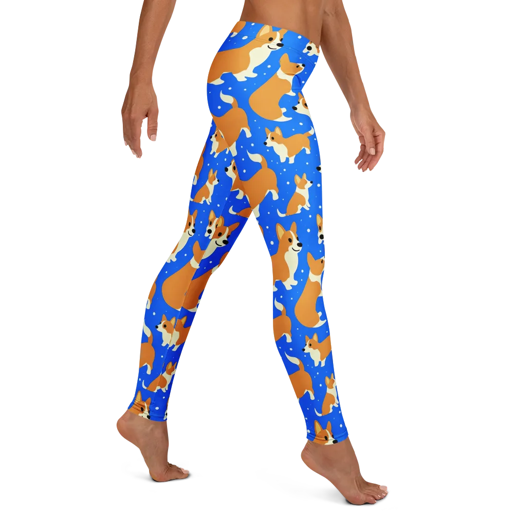 Corgi Snowglobe on Leggings — Right