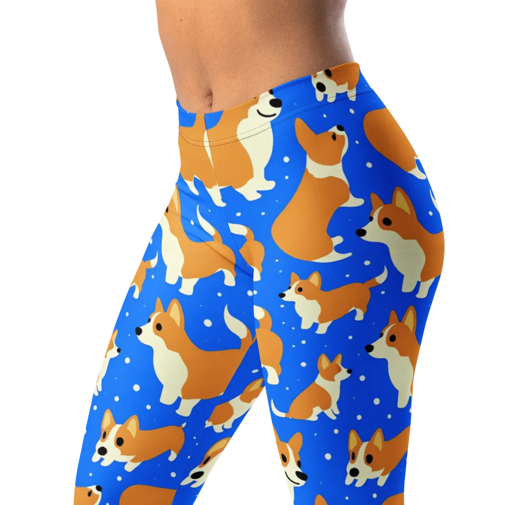 Corgi Snowglobe on Leggings — Left Front