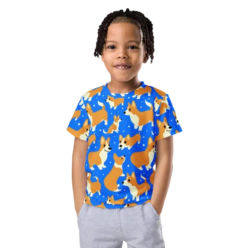 Corgi Snowglobe on a Kids Crew Neck T-Shirt