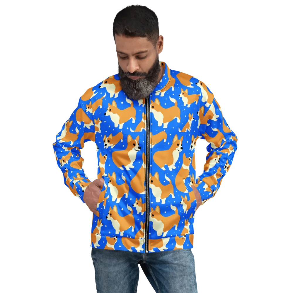 Corgi Snowglobe on Bomber Jacket — Front