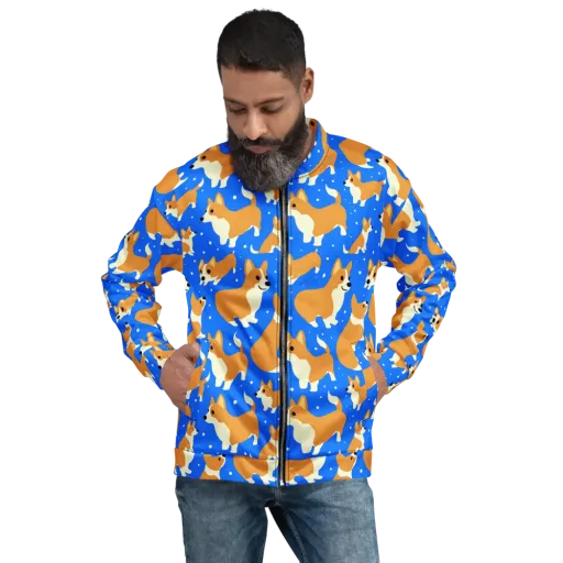 Corgi Snowglobe on a Bomber Jacket