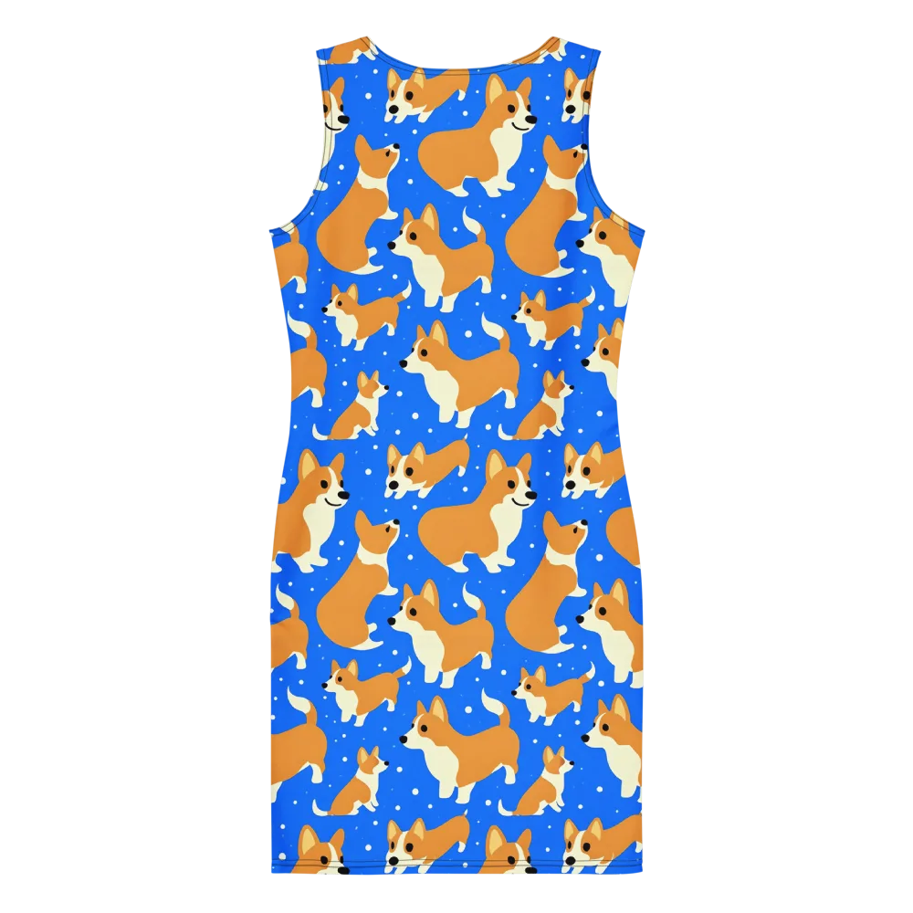 Corgi Snowglobe on Bodycon Dress — Back