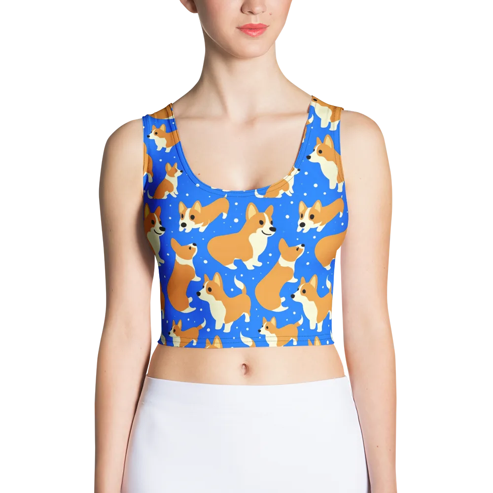 Corgi Snowglobe on Crop Top — Front