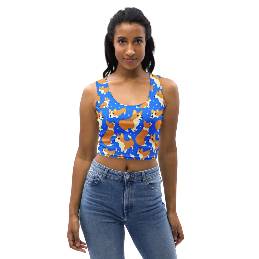Corgi Snowglobe on Crop Top — Front